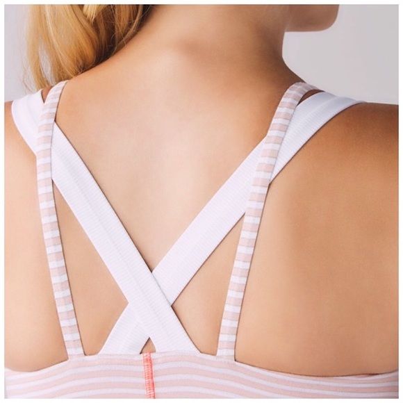 Lululemon Run For Gold Pink Striped Bra Tank Top - Picture 6 of 7